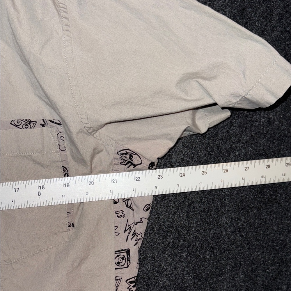 Anchor Blue  Y2K Beige Short Sleeve Shirt with Patterned Trim XL - Picture 6 of 9